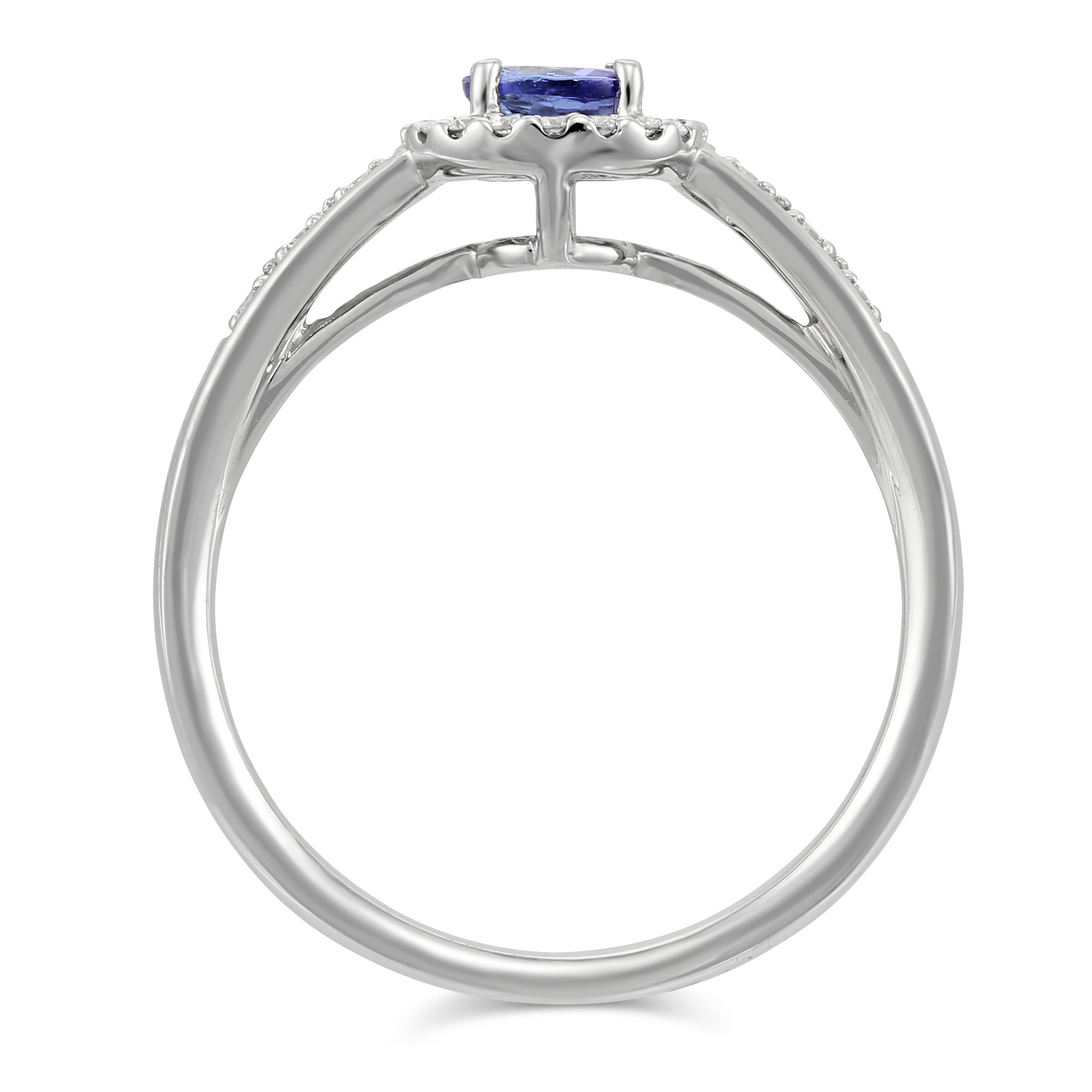 14K White Gold Round Tanzanite & Diamond Ring