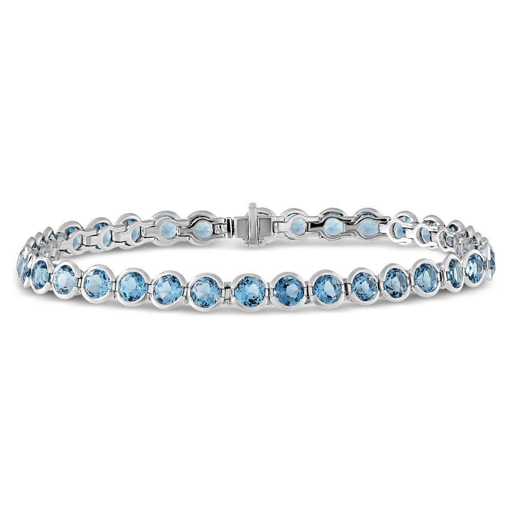14K White Gold Blue Topaz Bezel Set Bracelet | Borsheims