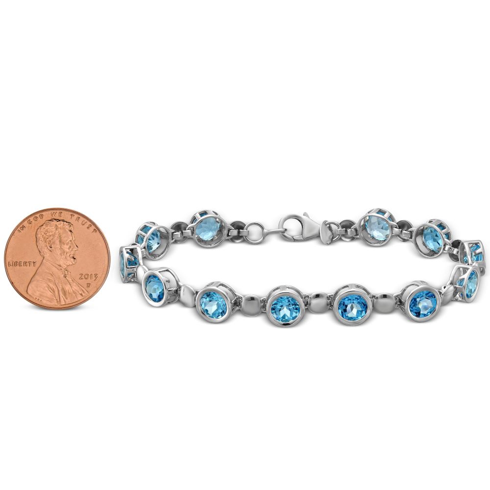 Sterling Silver Blue Topaz Bracelet, 7