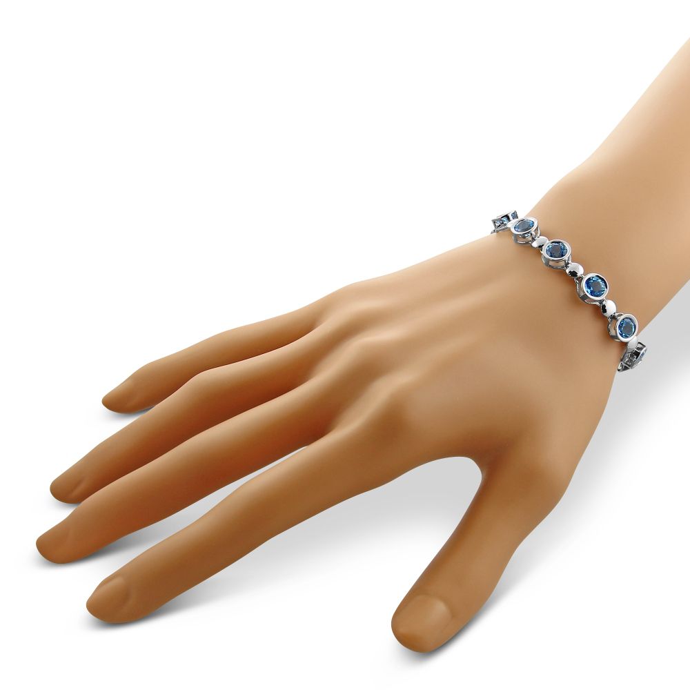 Sterling Silver Blue Topaz Bracelet, 7
