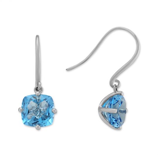 14k White Gold Cushion Blue Topaz Dangle Earrings Borsheims 14k White Gold Cushion Blue Topaz Dangle Earrings
