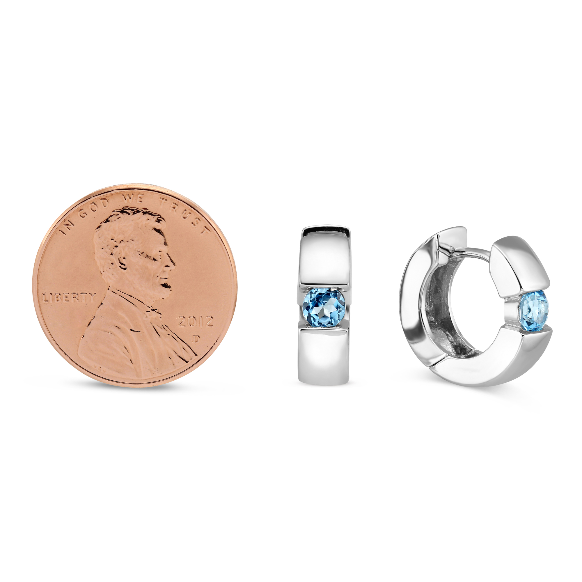 Sterling Silver Blue Topaz Hoop Earrings