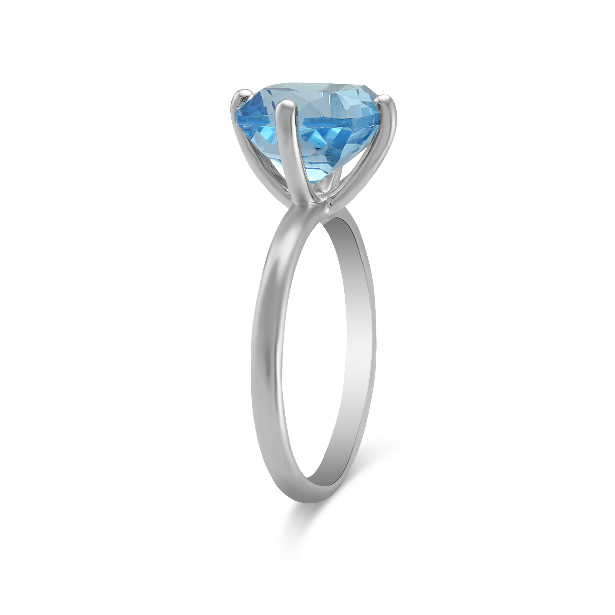 Cushion Blue Topaz Ring in White Gold
