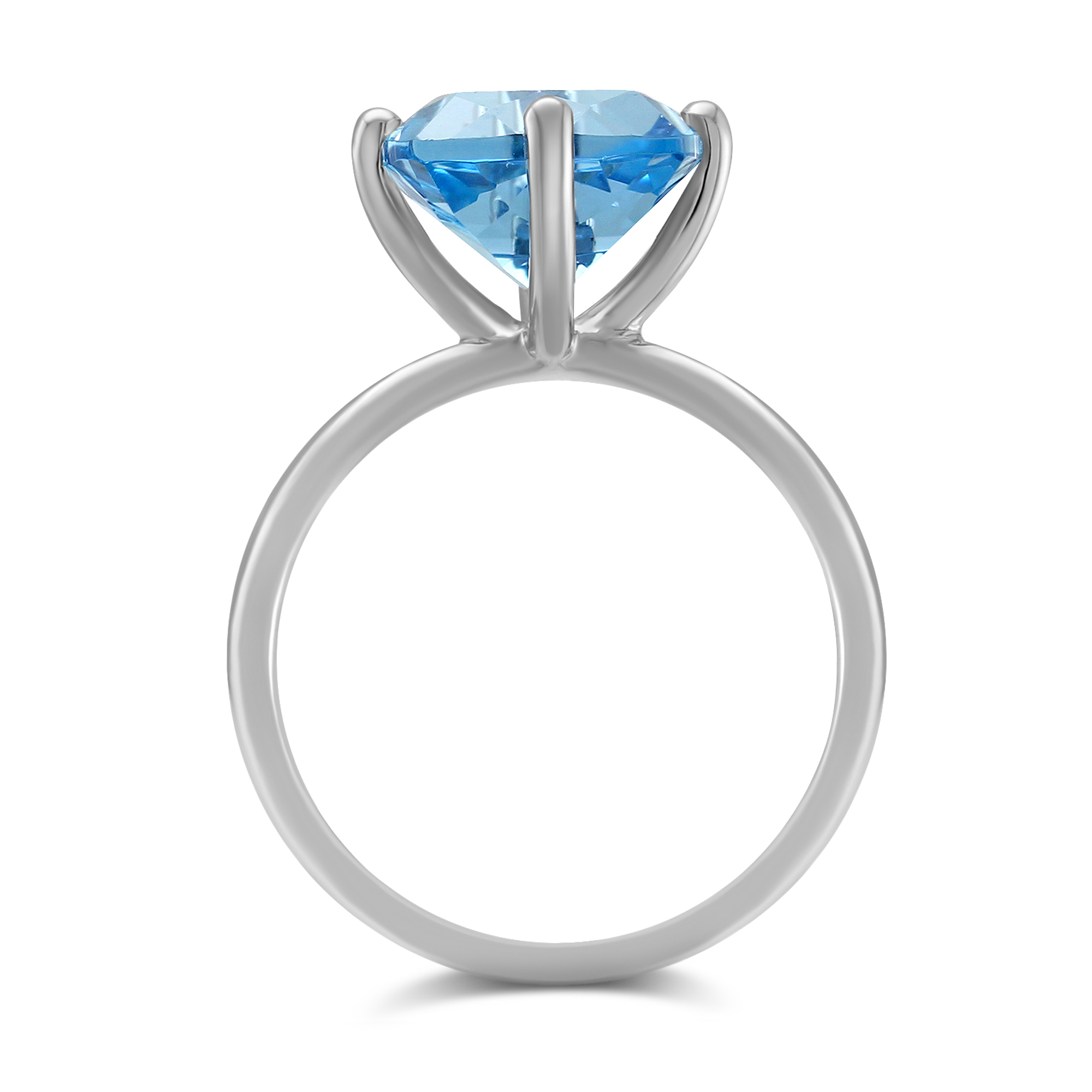 Cushion Blue Topaz Ring in White Gold