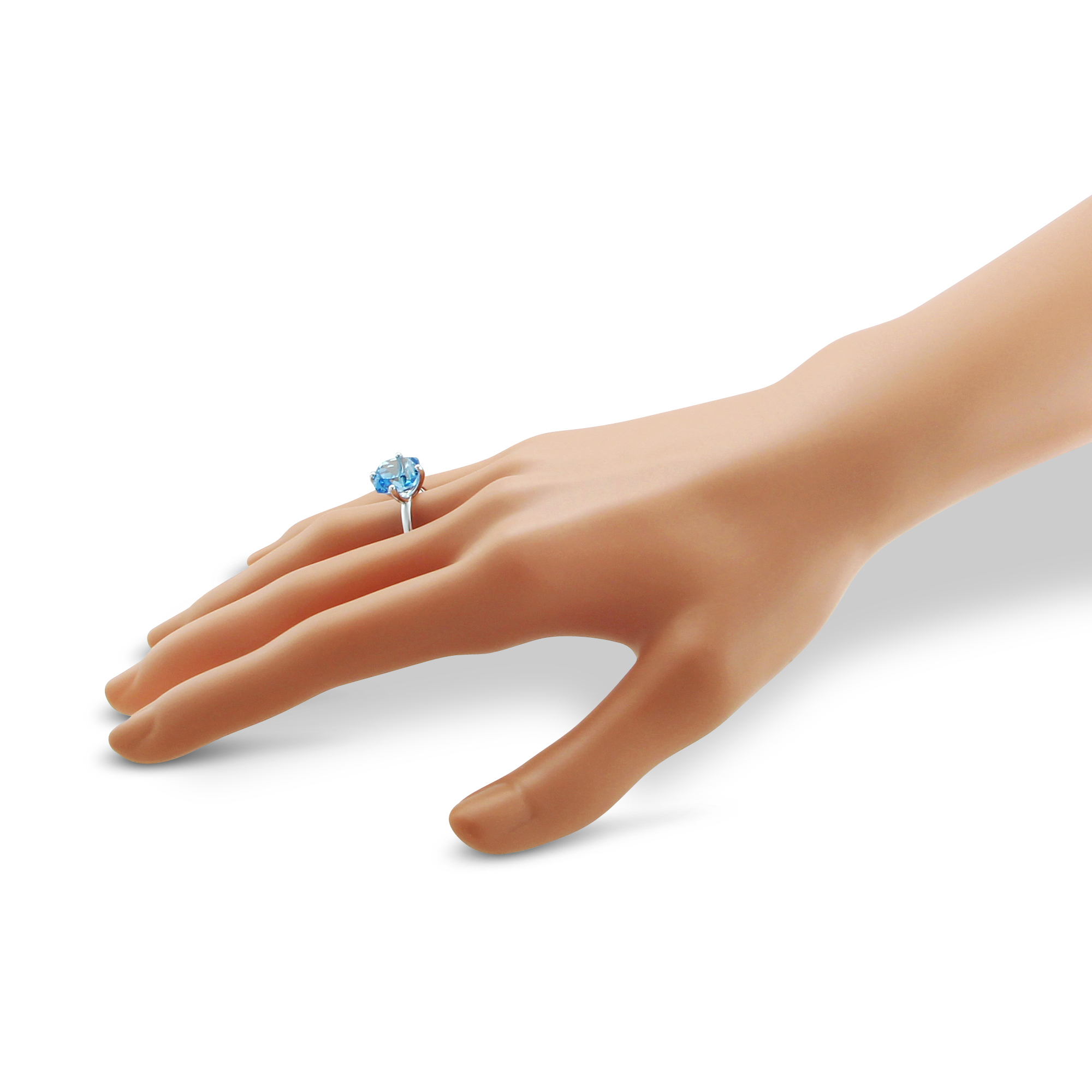Cushion Blue Topaz Ring in White Gold