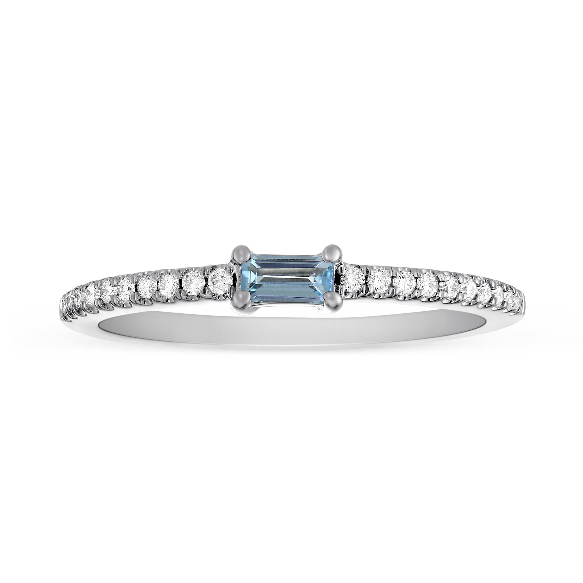 My Story 14K White Gold Baguette Blue Topaz & Diamond Ring