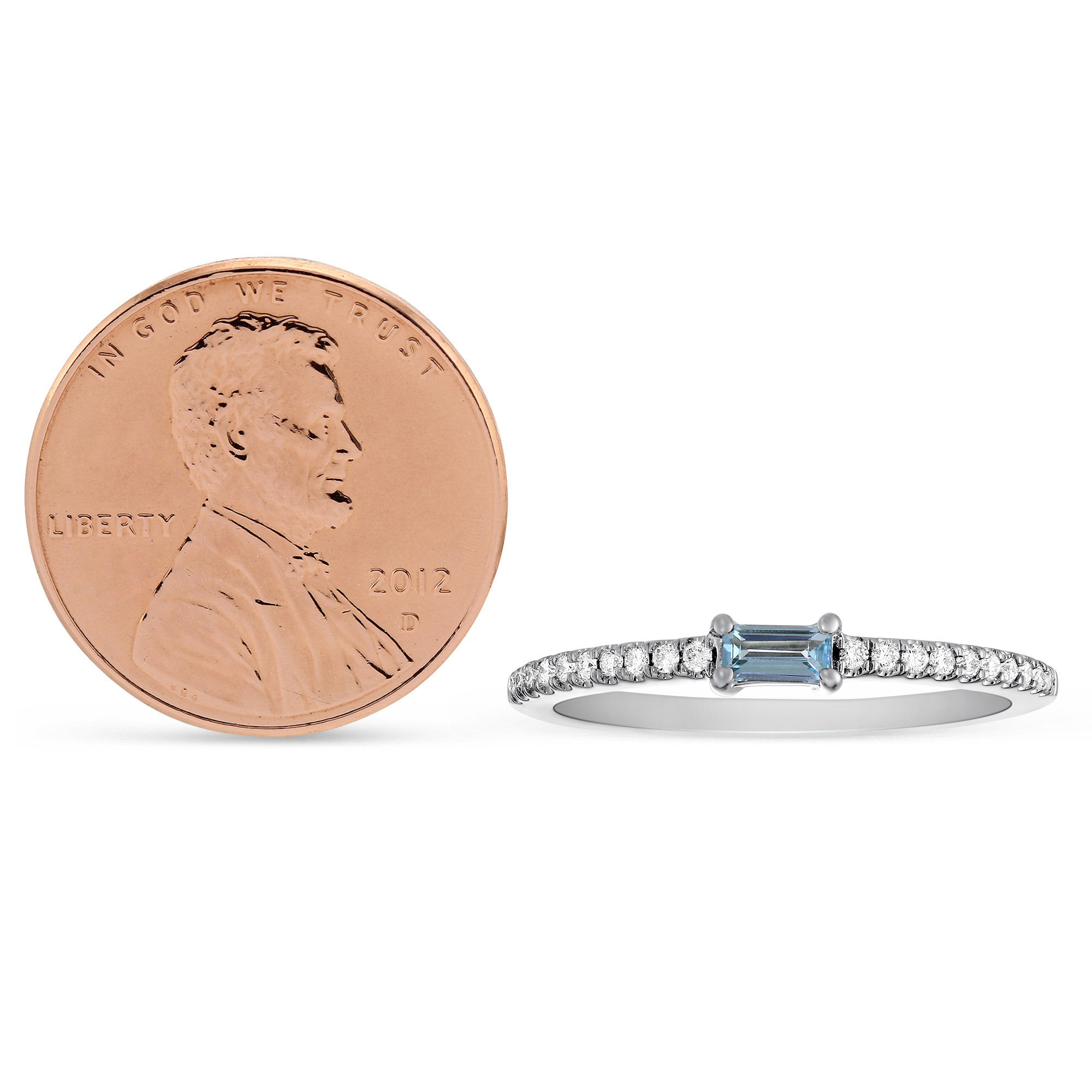 My Story 14K White Gold Baguette Blue Topaz & Diamond Ring