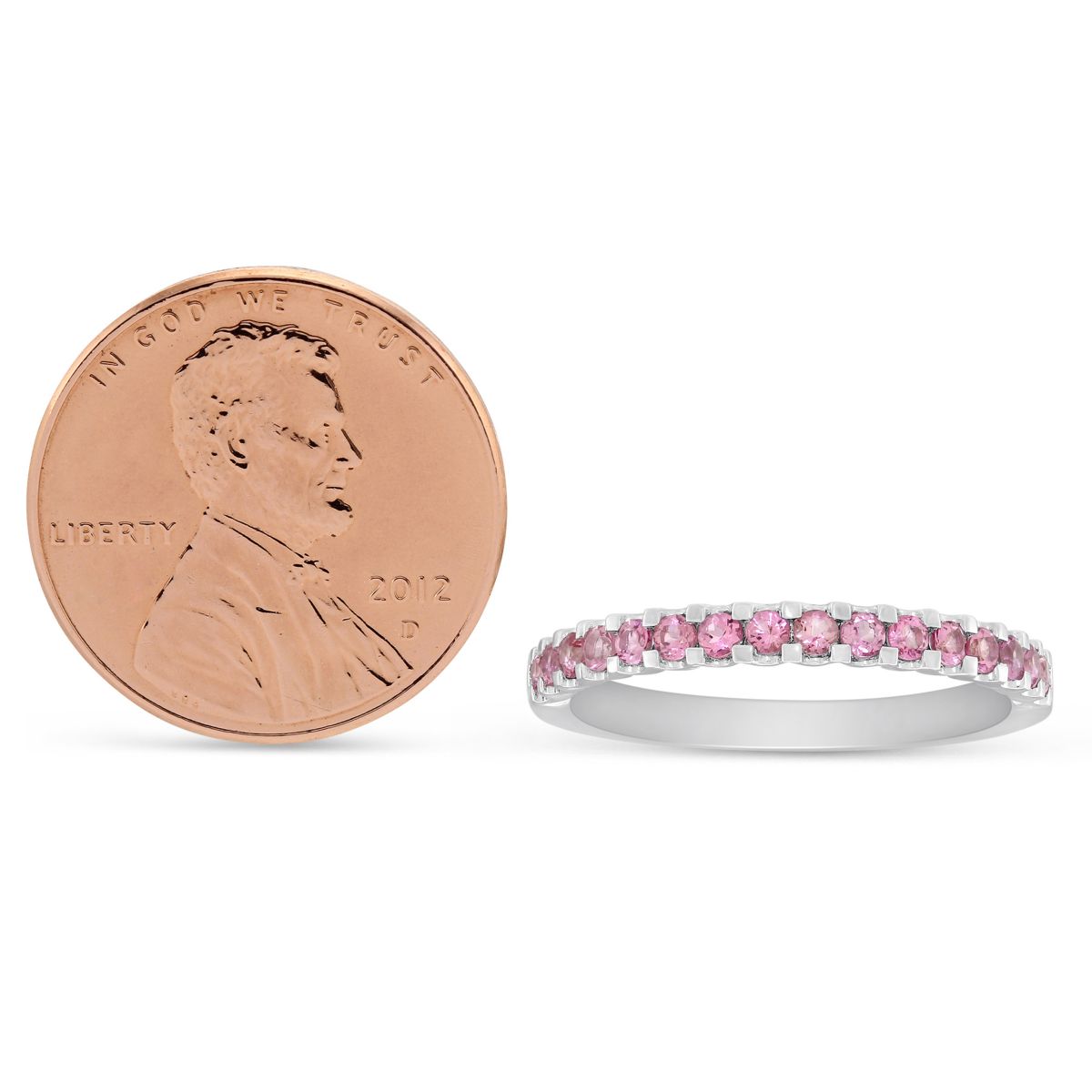 14K White Gold Pink Tourmaline Band