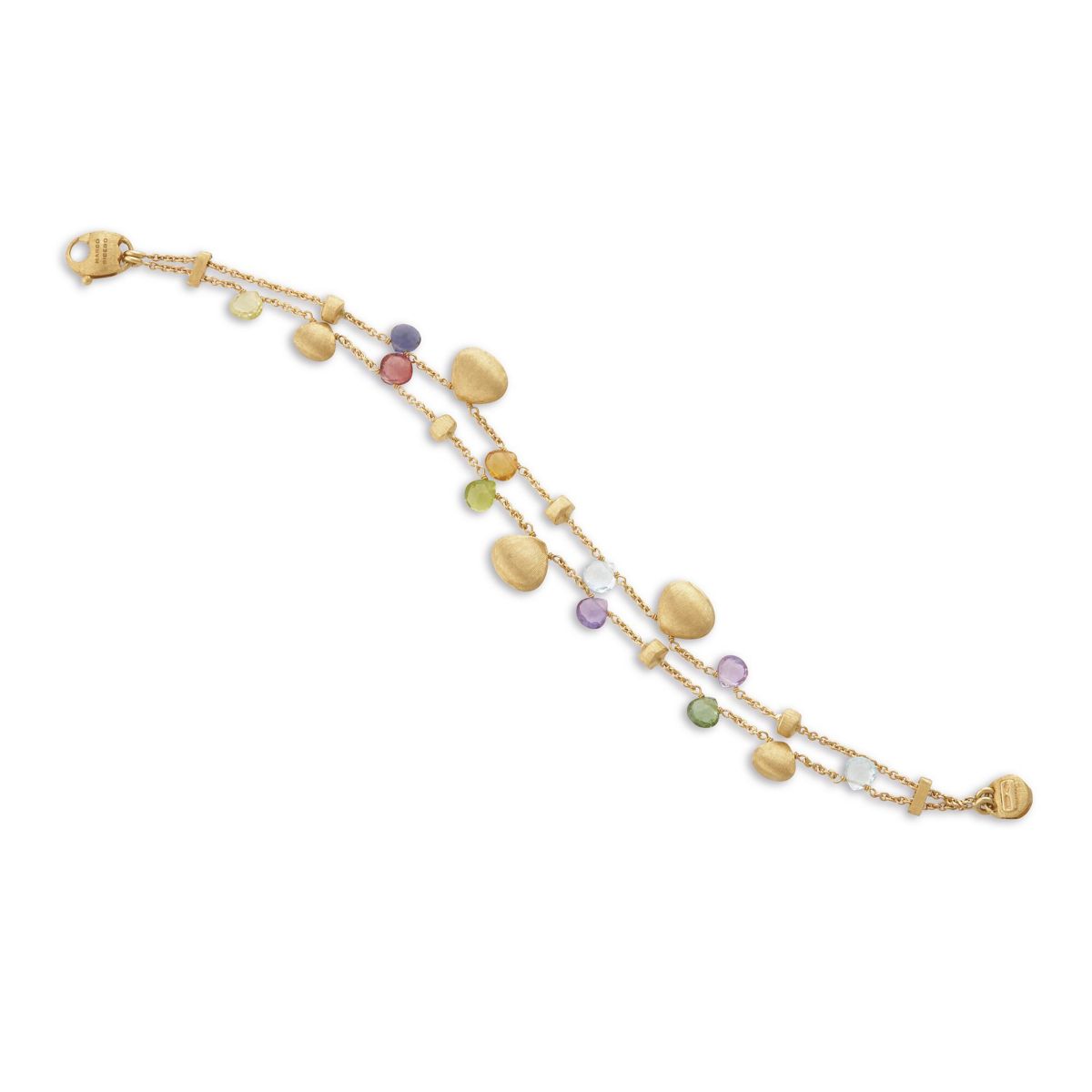 Marco Bicego Paradise Mixed Stone & Gold Tear Drop Two Strand Bracelet