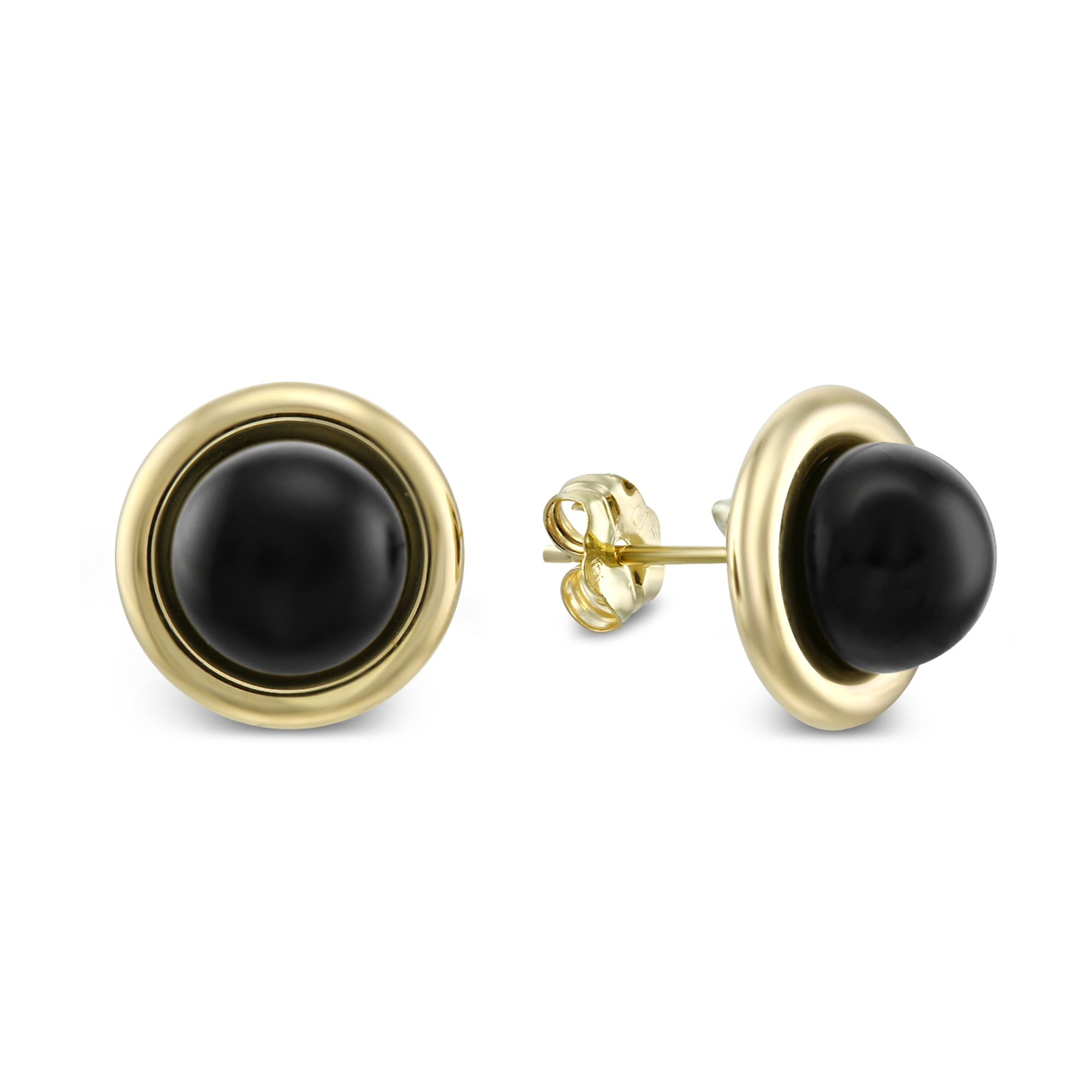 14K Yellow Gold Black Onyx Ball Button Earrings Borsheims