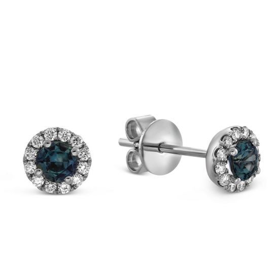 14k White Gold Alexandrite Diamond Halo Earrings Borsheims 14k White Gold Alexandrite Diamond Halo Earrings