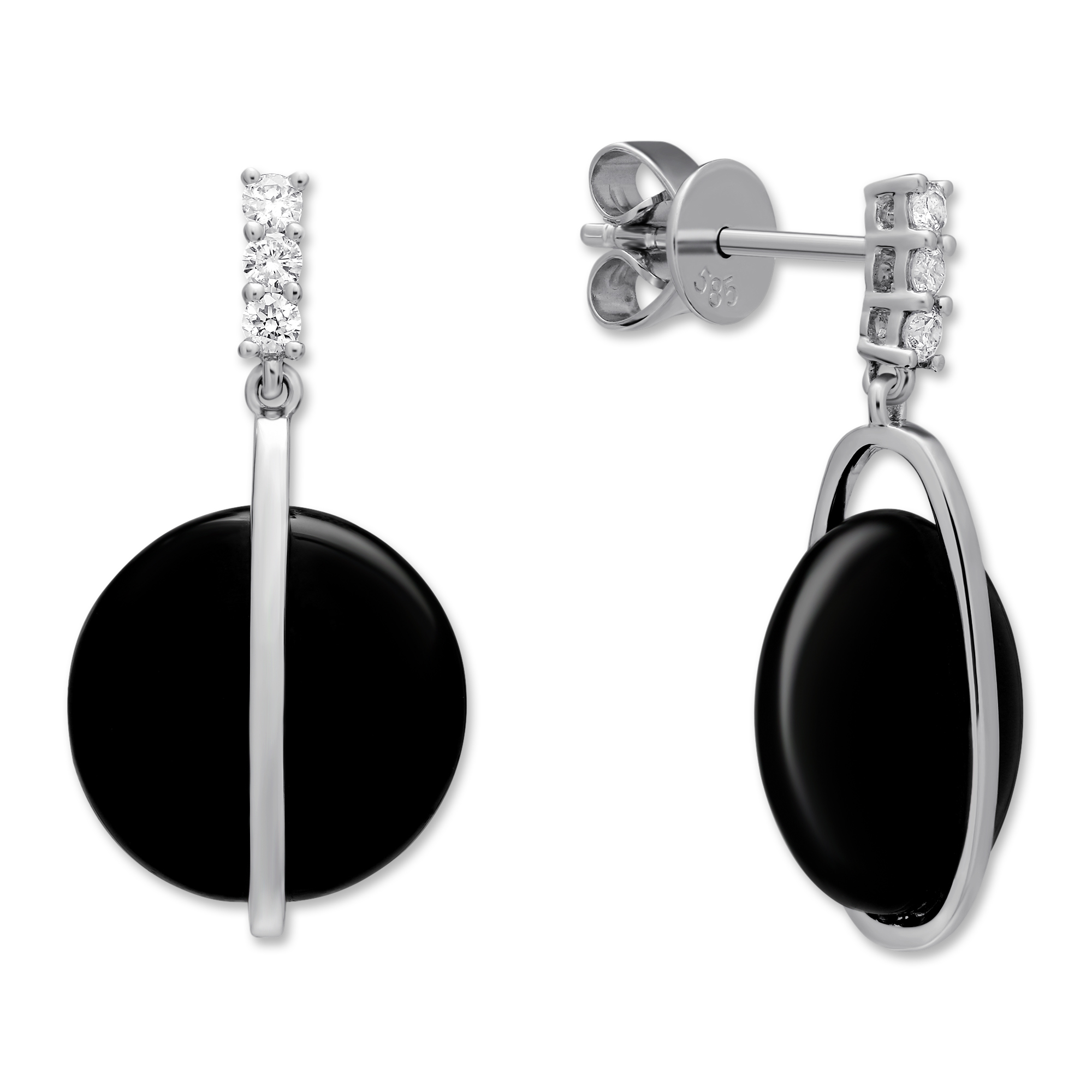14K White Gold Black Onyx and Diamond Earrings Borsheims