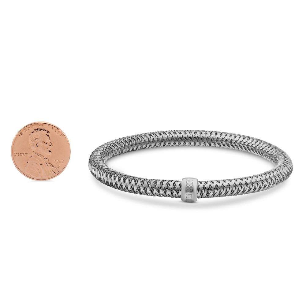 Roberto Coin Primavera Flexible White Gold Bangle Bracelet