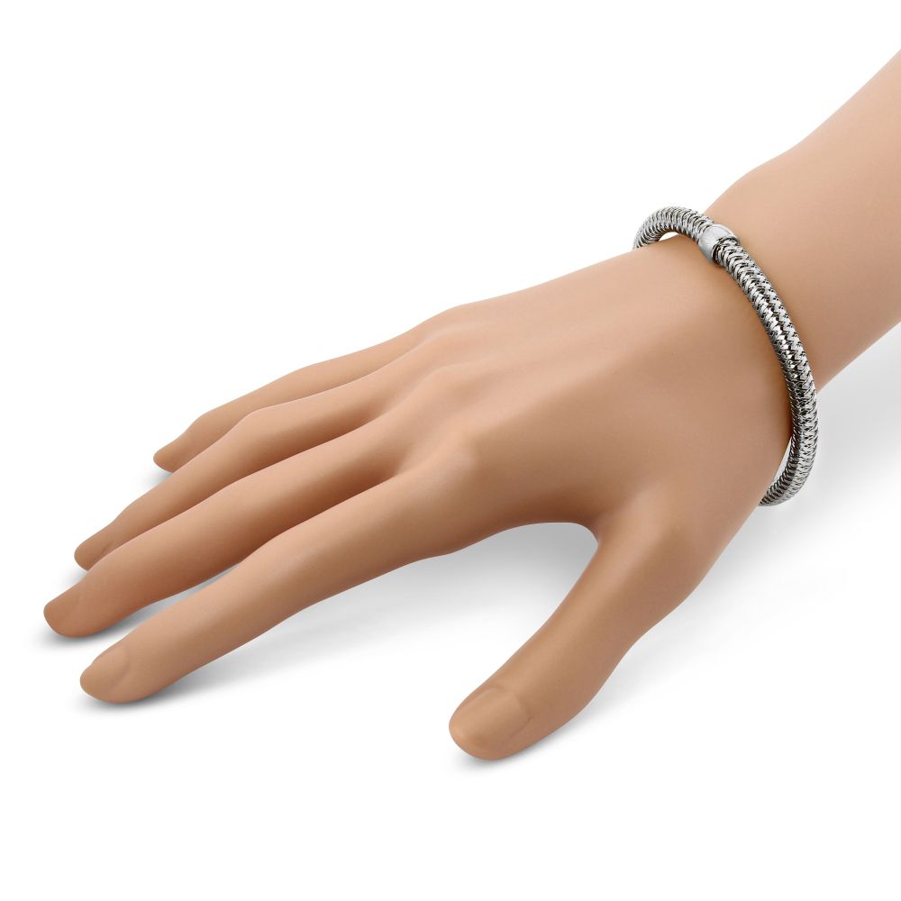 Roberto Coin Primavera Flexible White Gold Bangle Bracelet