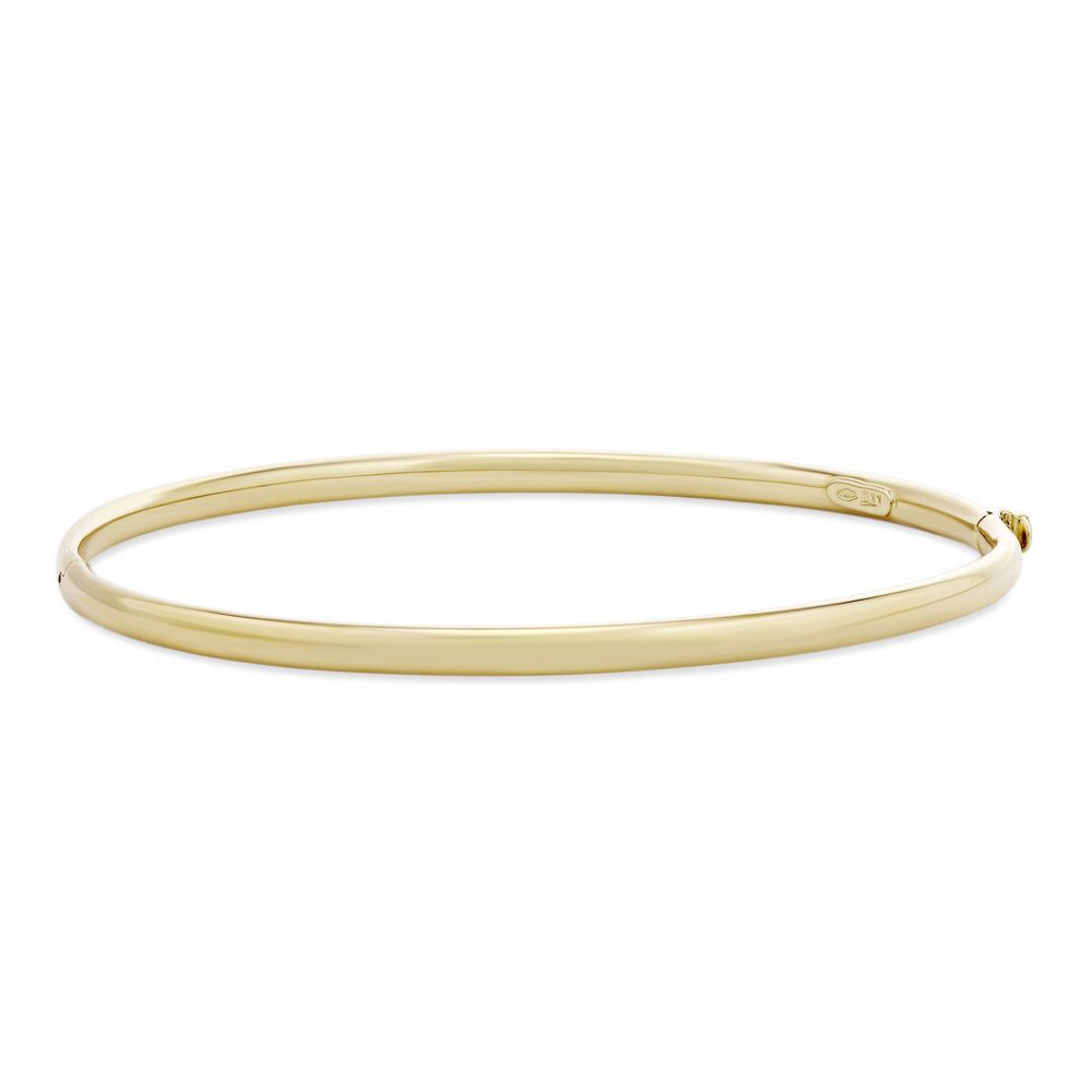 Yellow Gold Oval Hinged Bangle Bracelet