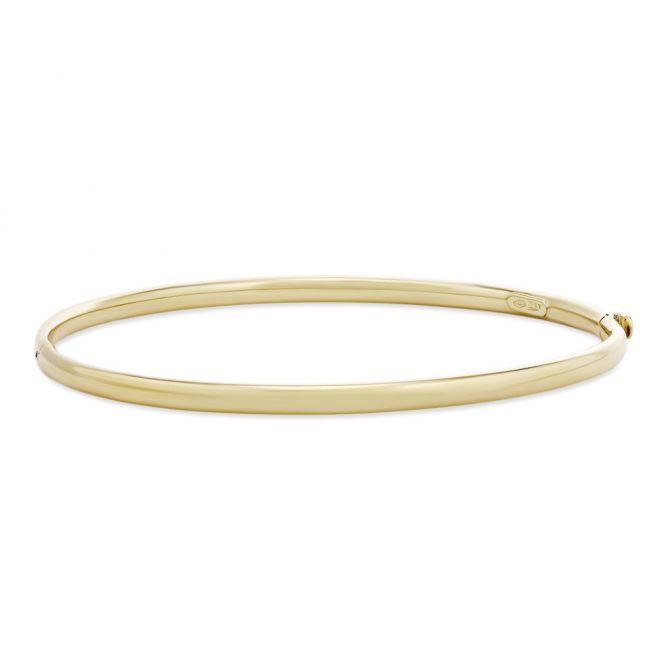 Yellow Gold Oval Hinged Bangle Bracelet