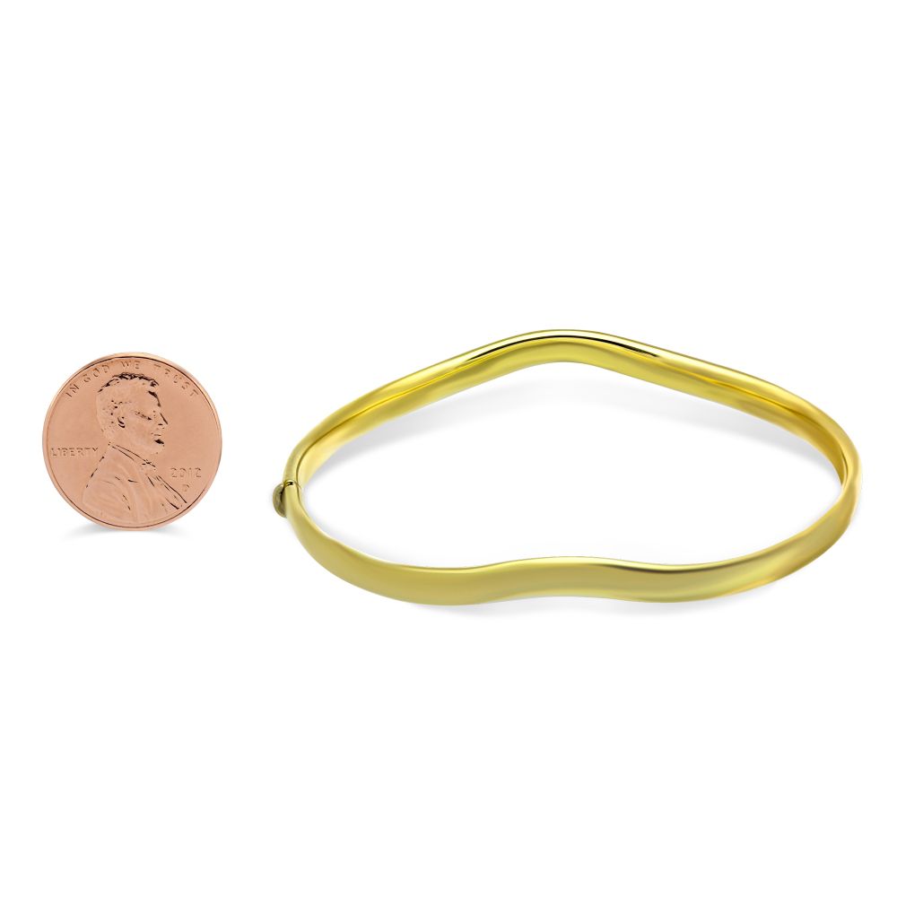 Yellow Gold Wave Bangle Bracelet