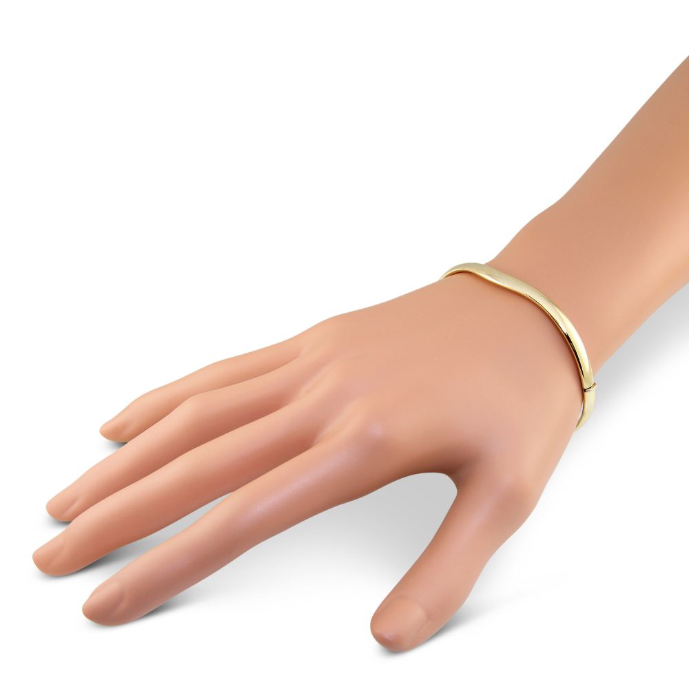Yellow Gold Wave Bangle Bracelet