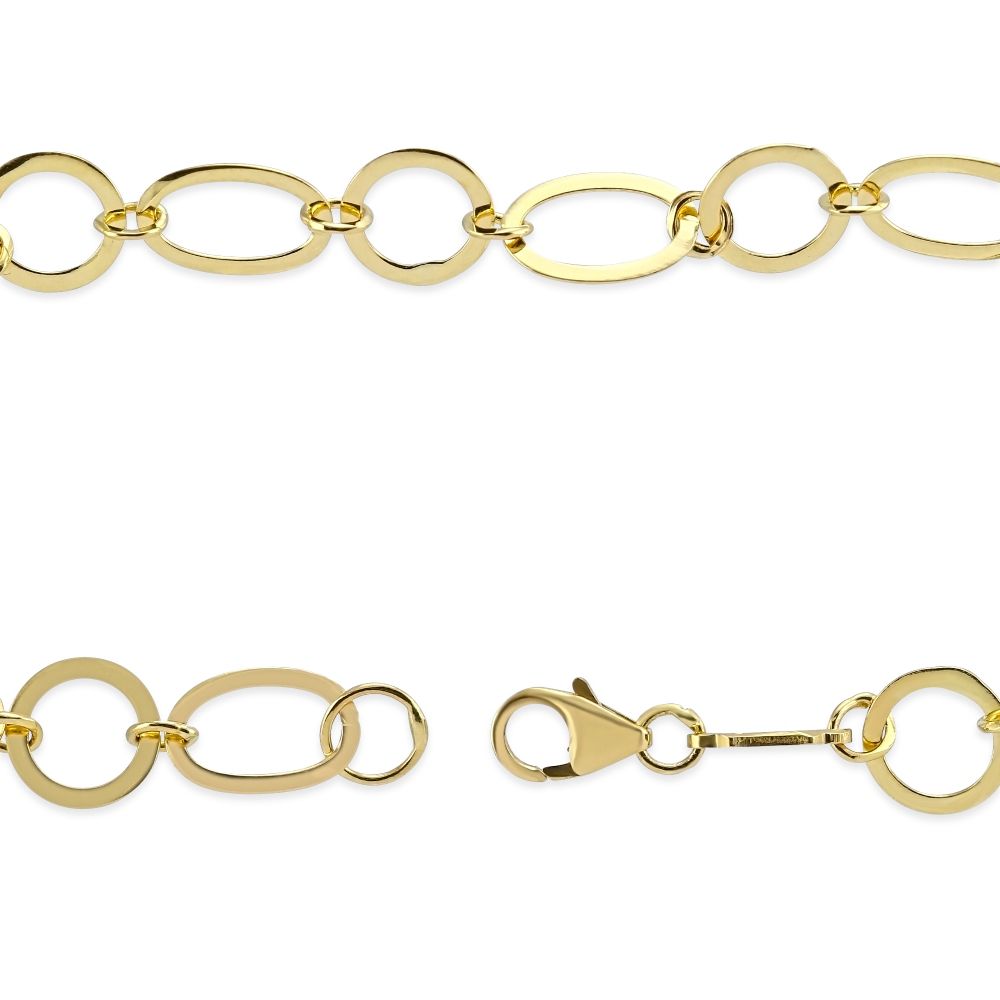 14K Yellow Gold Oval and Circle Link Bracelet