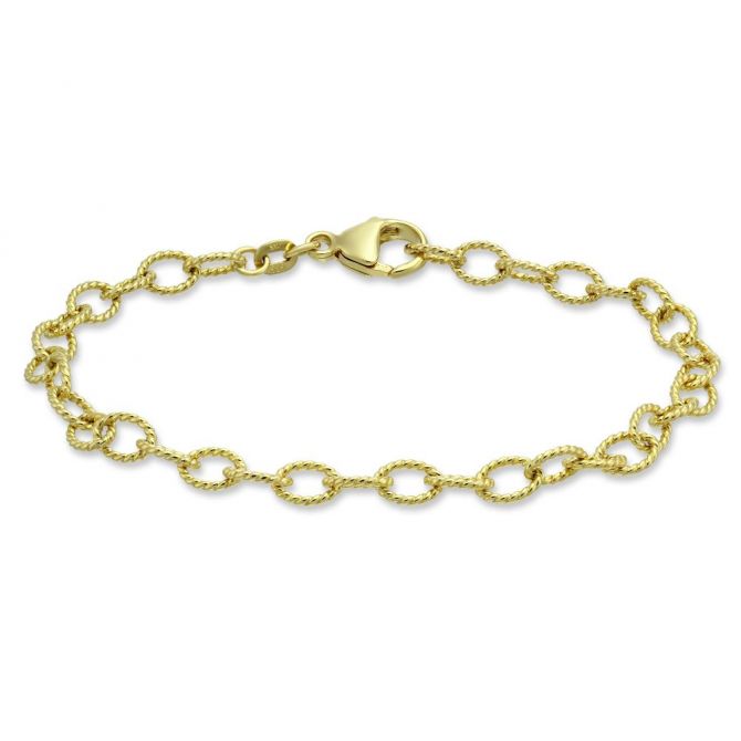 Yellow Gold Oval Cable Link Bracelet, 7 1/2"