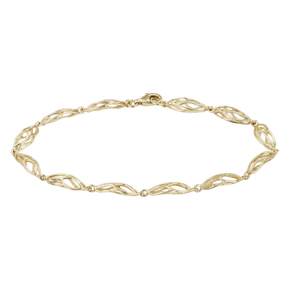 14K Yellow Gold Domed Oval Link Fashion Bracelet