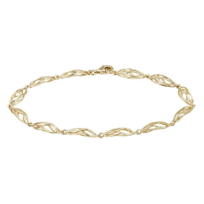 14K Yellow Gold Domed Oval Link Fashion Bracelet