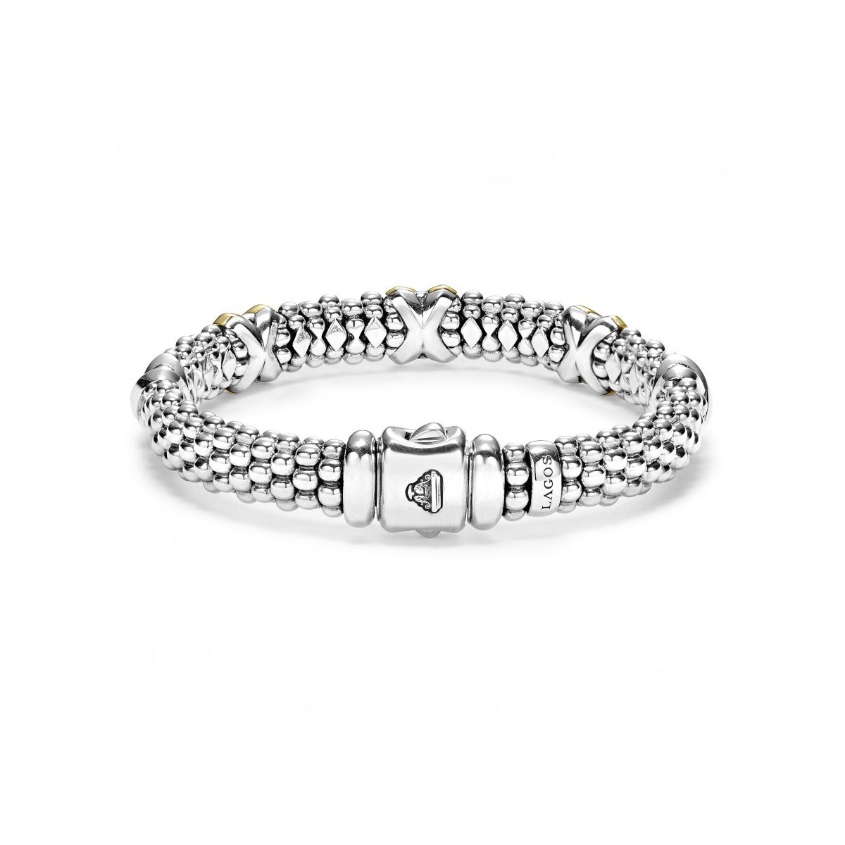 LAGOS Sterling Silver & 18K Yellow Gold Signature Caviar X Beaded Bracelet, 7