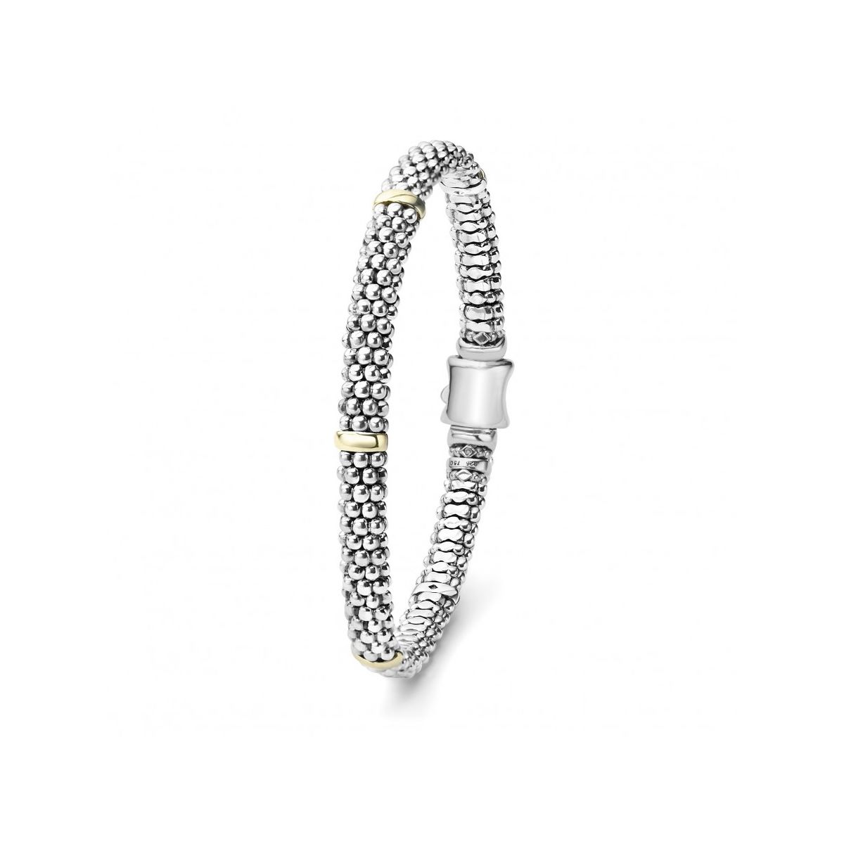 LAGOS Sterling Silver & 18K Yellow Gold Signature Caviar Beaded Bracelet, 7