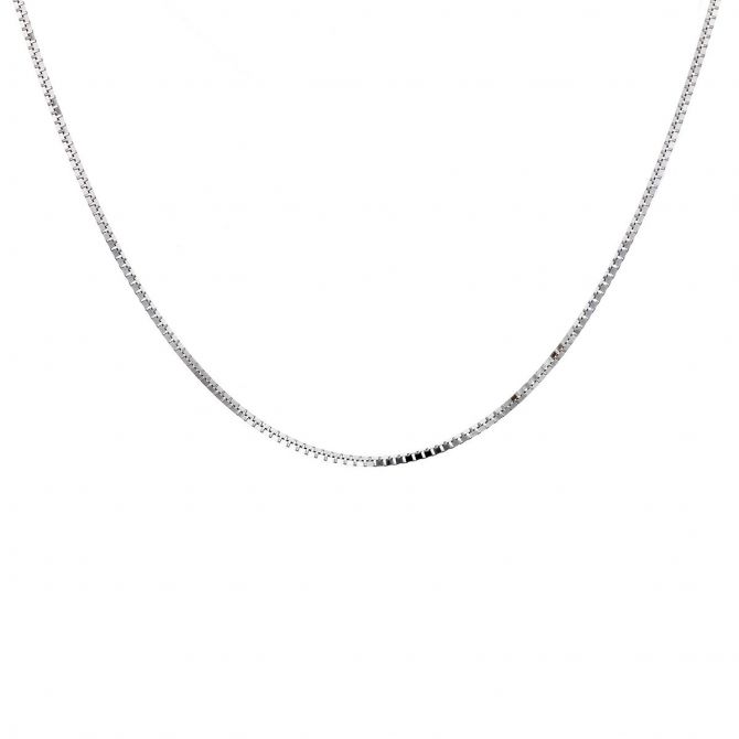 White Gold 0.96 mm Box Chain, 18"