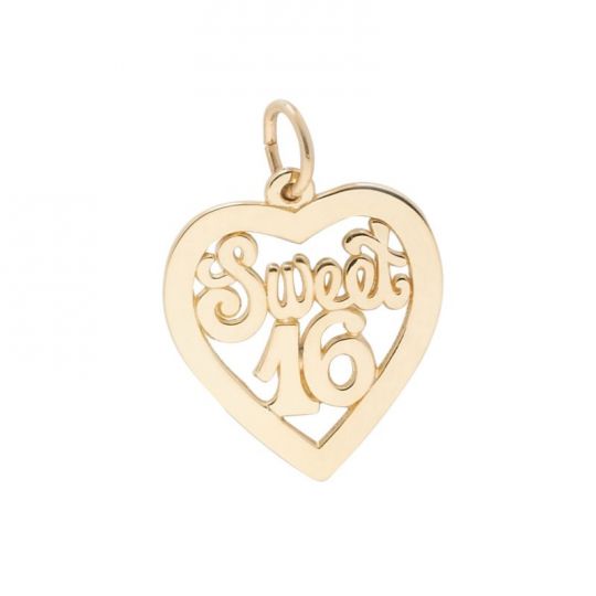 14K Yellow Gold Sweet 16 Charm