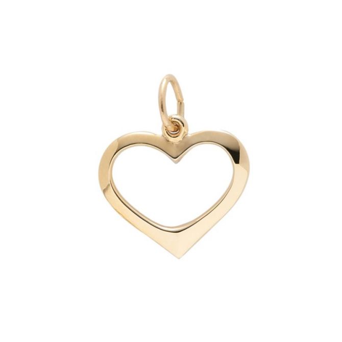 14k Gold Charm, Open Heart Charm