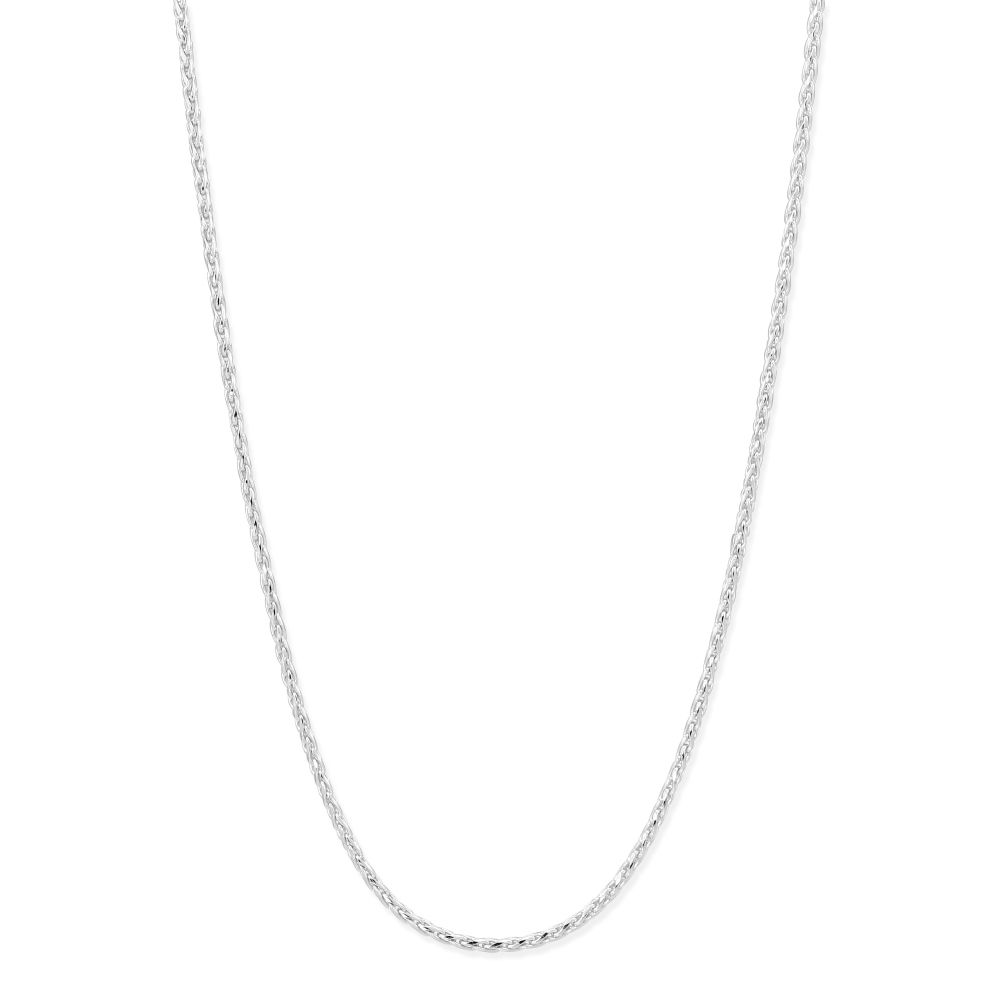 14K White Gold 0.85mm Diamond Cut Wheat Chain, 20