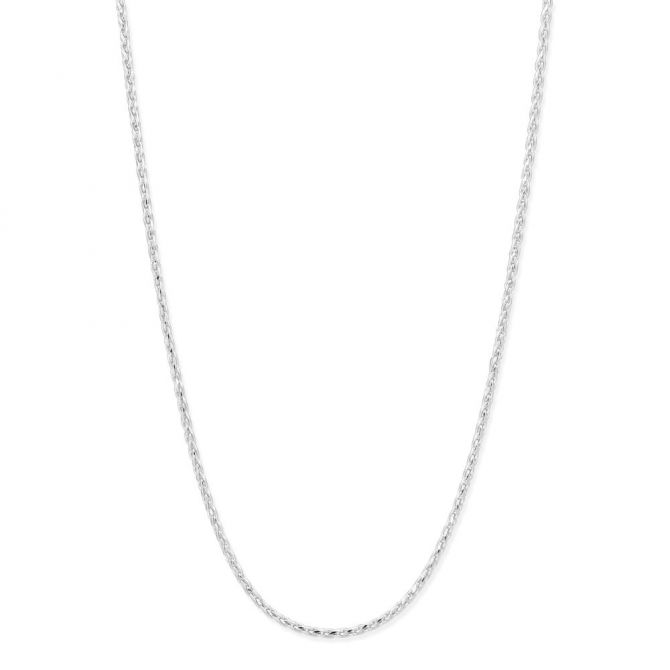 14K White Gold 0.85mm Diamond Cut Wheat Chain, 20"
