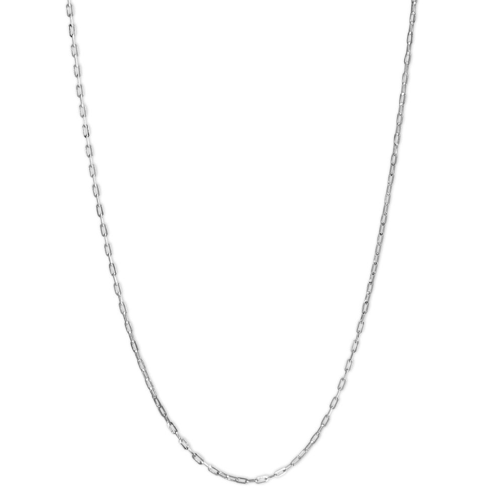 White Gold 1.3mm Oval Link Chain, 20