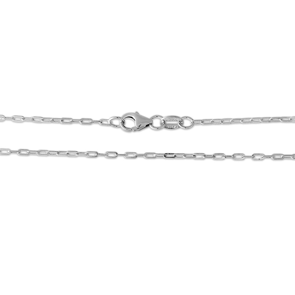 White Gold 1.3mm Oval Link Chain, 20