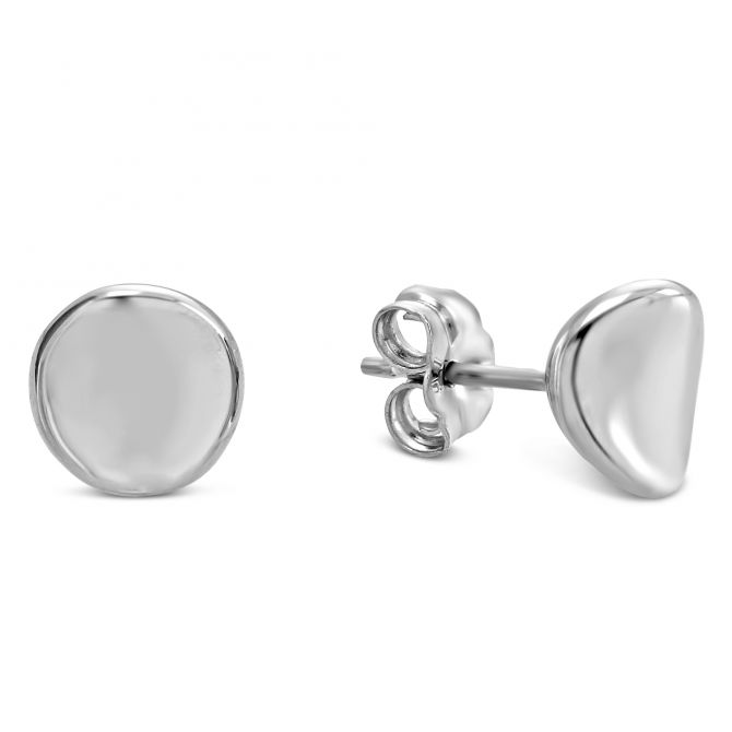 14K White Gold Small Disc Earrings