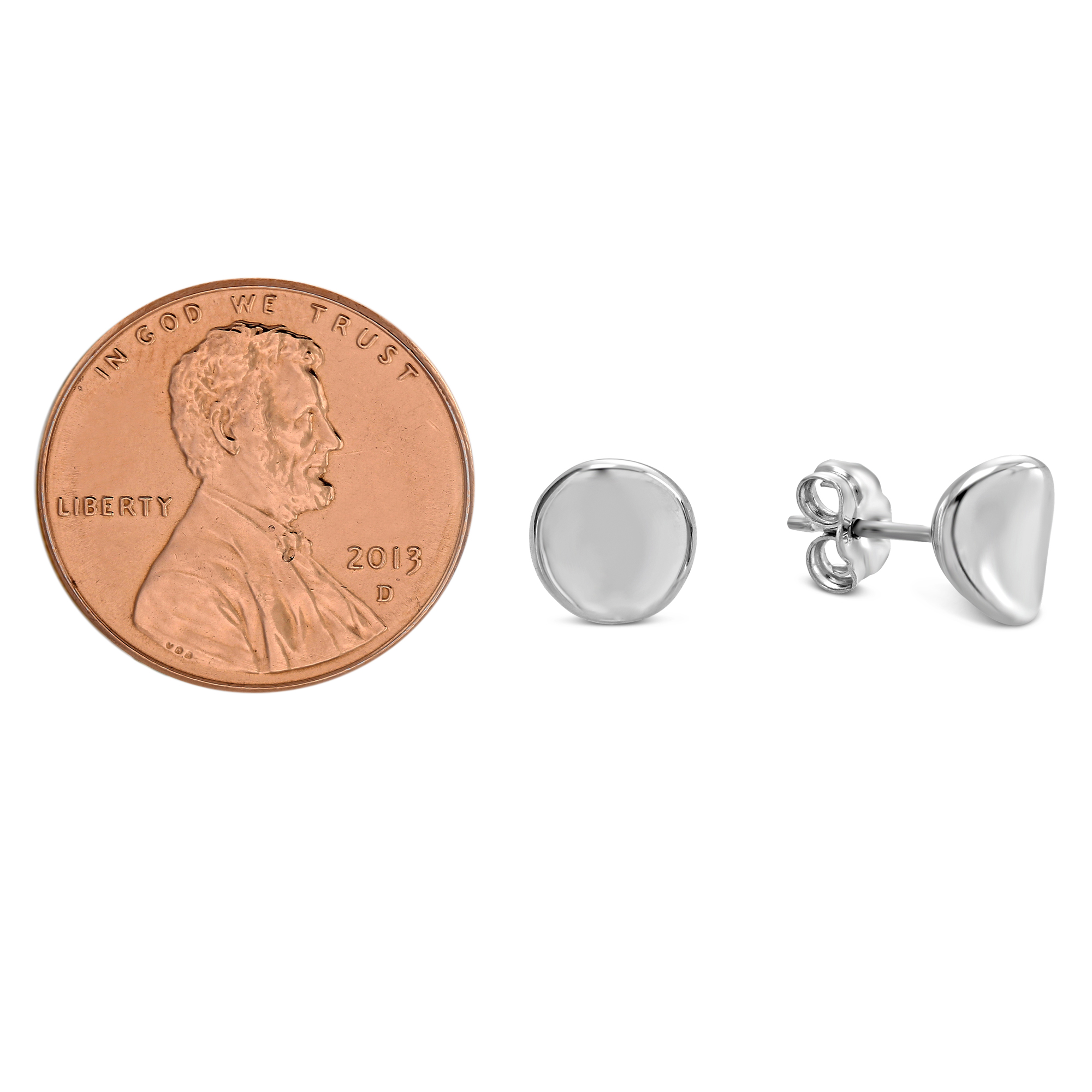 14K White Gold Small Disc Earrings