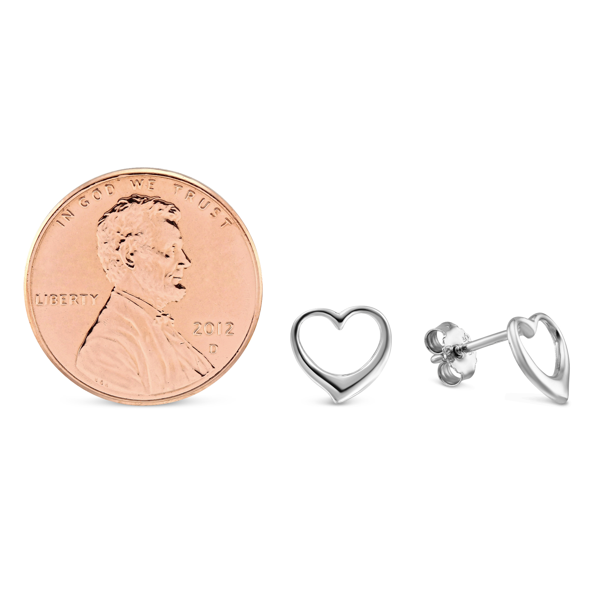 White Gold Small Open Heart Stud Earrings