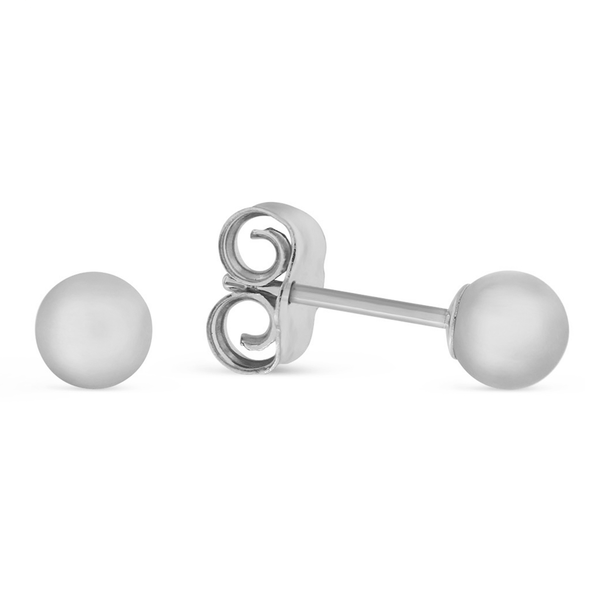White Gold Ball Earrings, 4mm | Borsheims