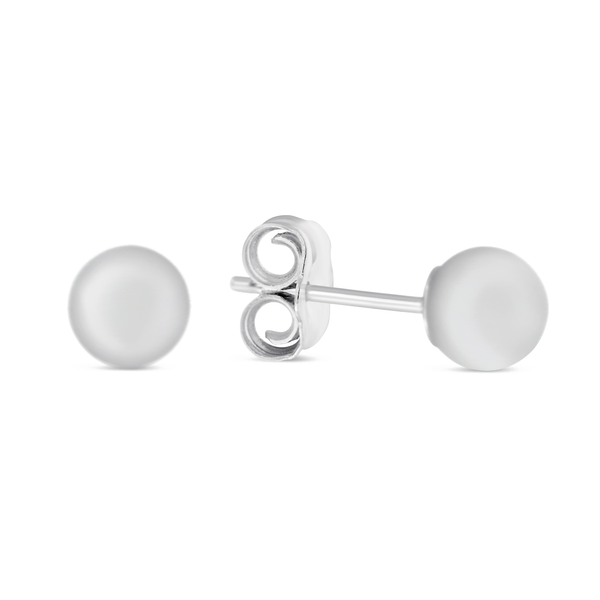 White Gold Ball Stud Earrings, 5 mm Borsheims