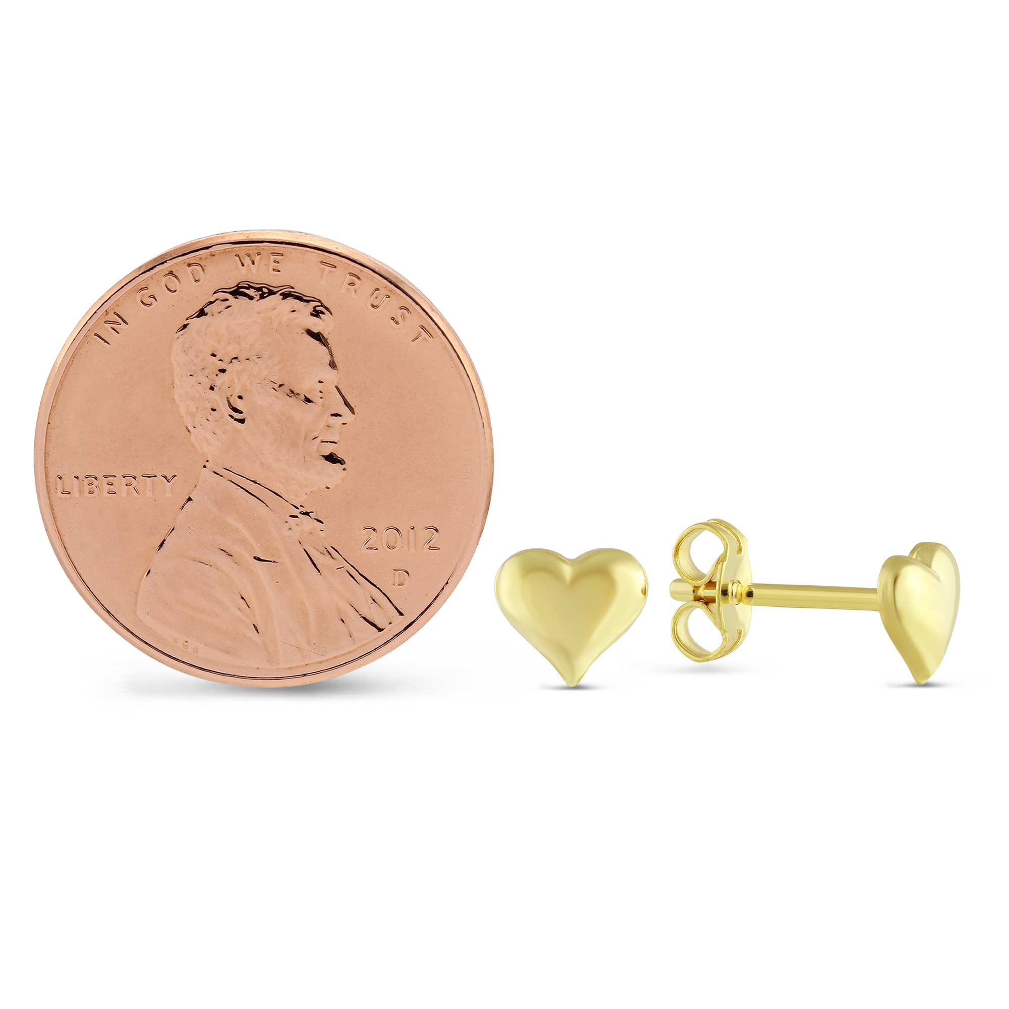 14K Yellow Gold Puffed Heart Earrings