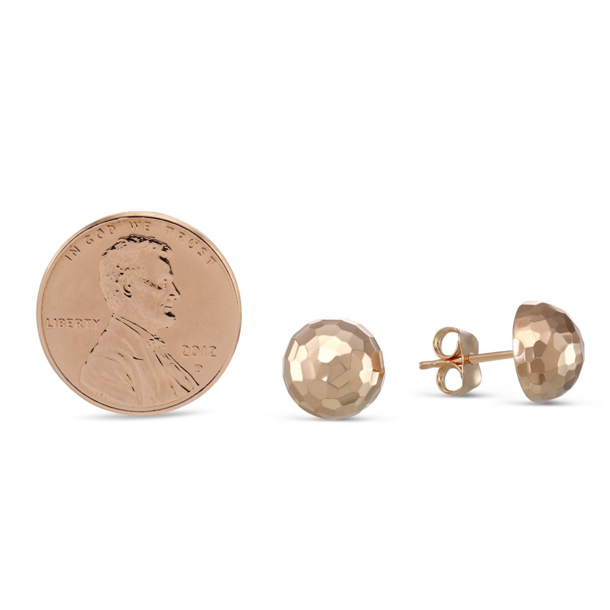 Rose Gold Faceted Dome Stud Earrings
