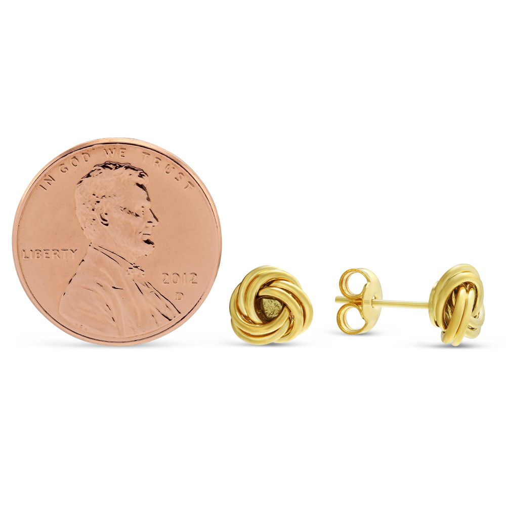 Yellow Gold Love Knot Stud Earrings