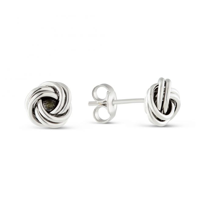 White Gold Love Knot Stud Earrings