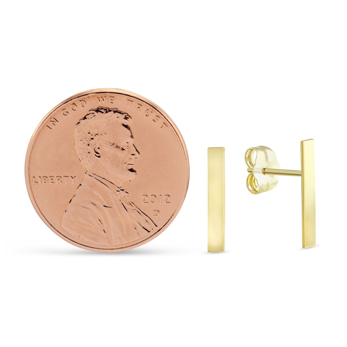 14K Yellow Gold Bar Earrings