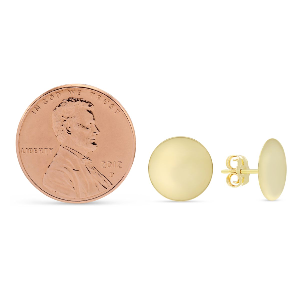 14K Yellow Gold Plain Disc Earrings