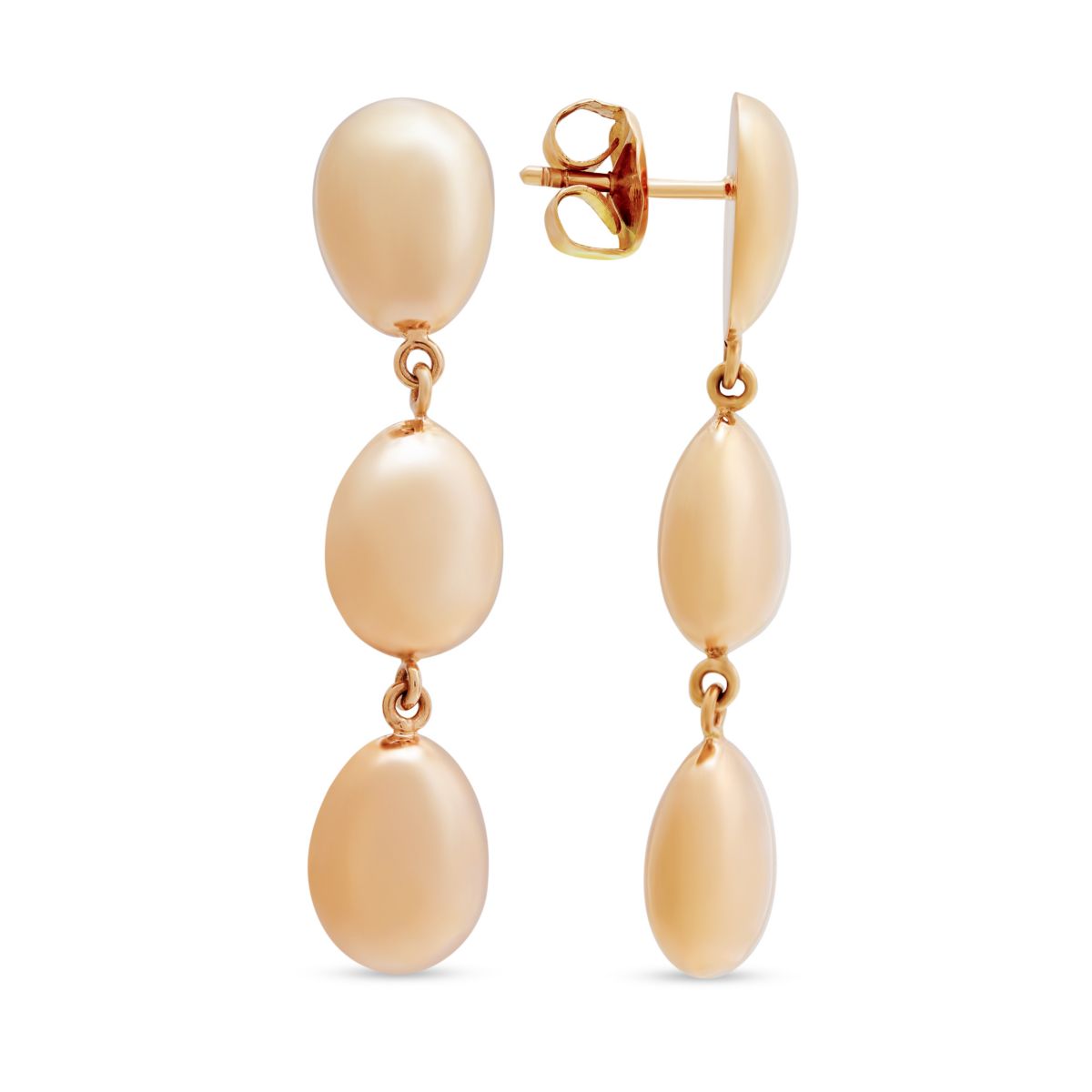 18K Rose Gold Triple Oval Dangle Earrings