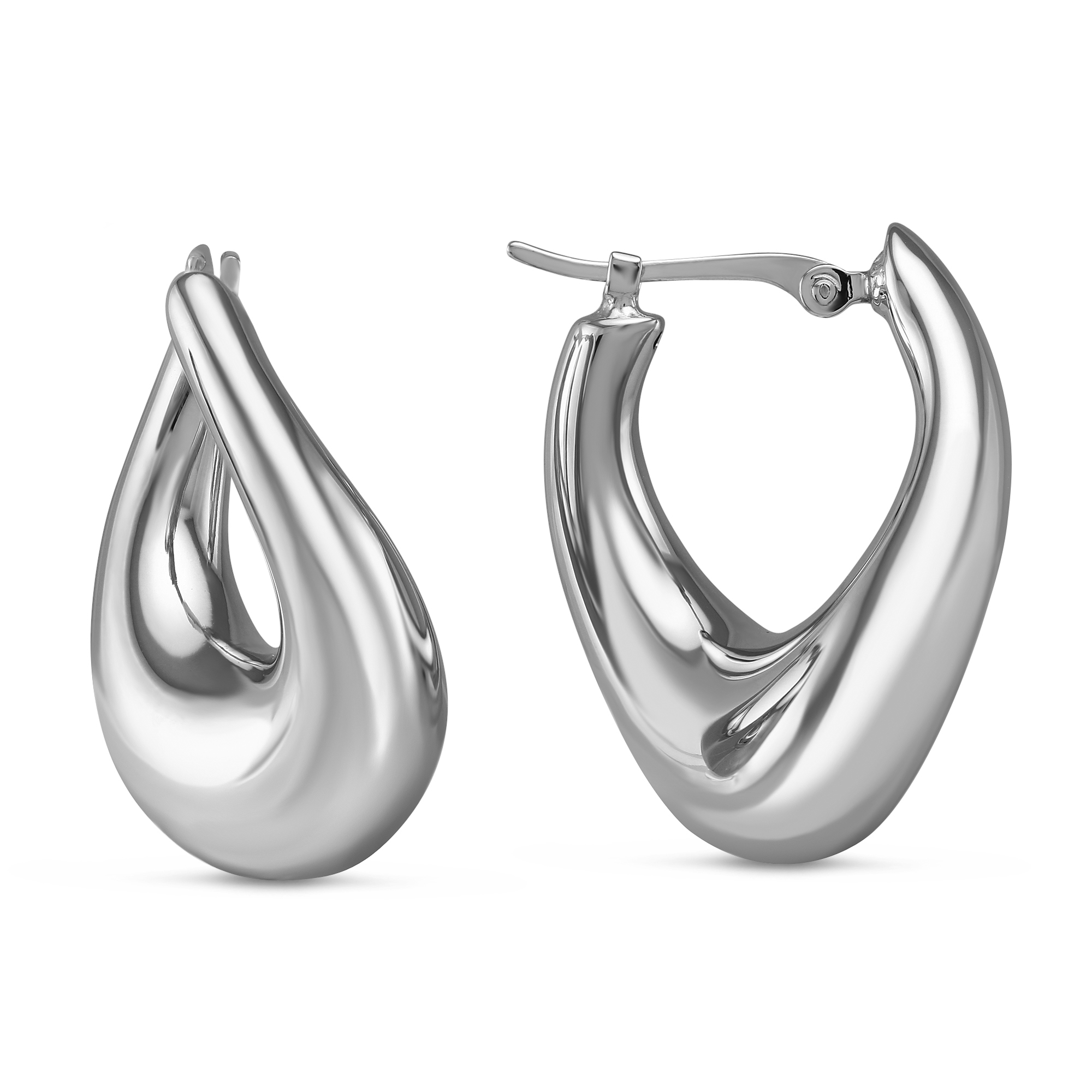 14K White Gold Twisted Hoop Earrings | Borsheims