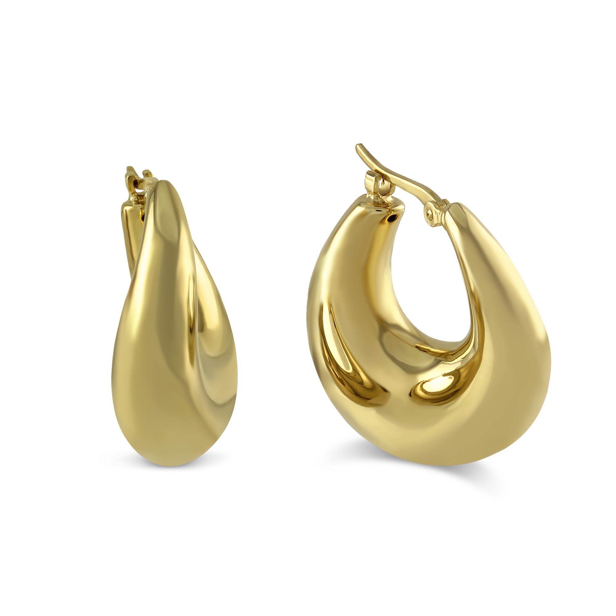 14K Small Round Puff Hoop Earrings Borsheims