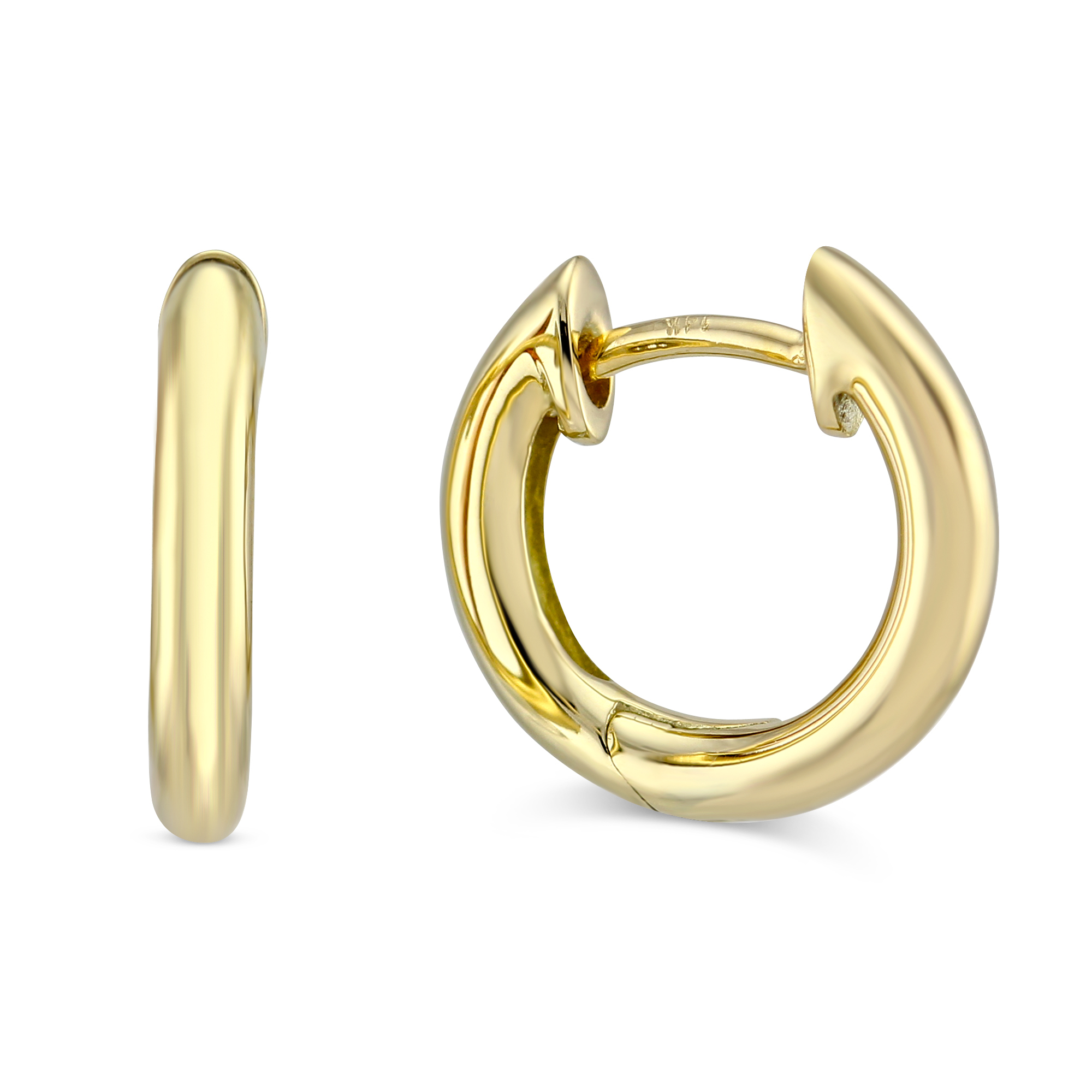 Yellow Gold Hinged Huggie Hoop Earrings, 13 mm